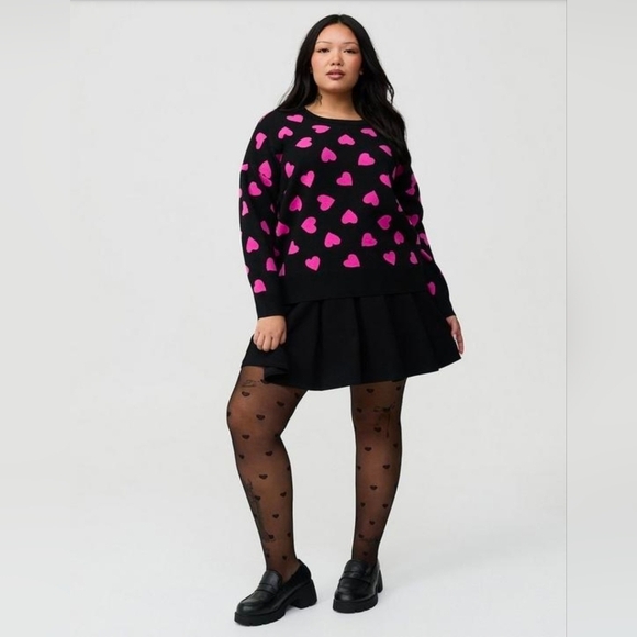 torrid Accessories - Torrid - 00/0 or M/L Black Allover Heart Tights​​​